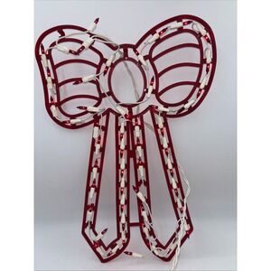 Red Bow Light Up Window Display Christmas Holiday Decor Sign Electric 17" Ribbon